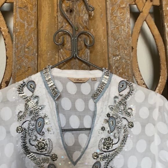 SULU DESIGNER BEADED TUNIC TOP 6 EXCELLENT - Picture 5 of 8